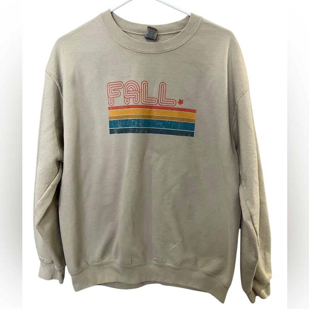 Simply Sage Market Women’s Graphic Sweatshirt Crewneck Fall Size M Beige Tan